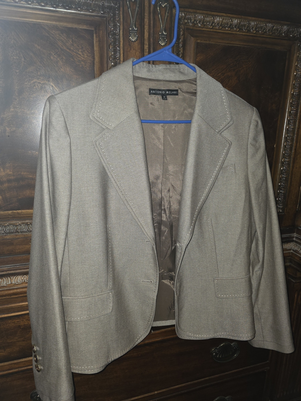 ANTONIO MELANI Beige/Taupe Women's Short Blazer SZ 14, EUC